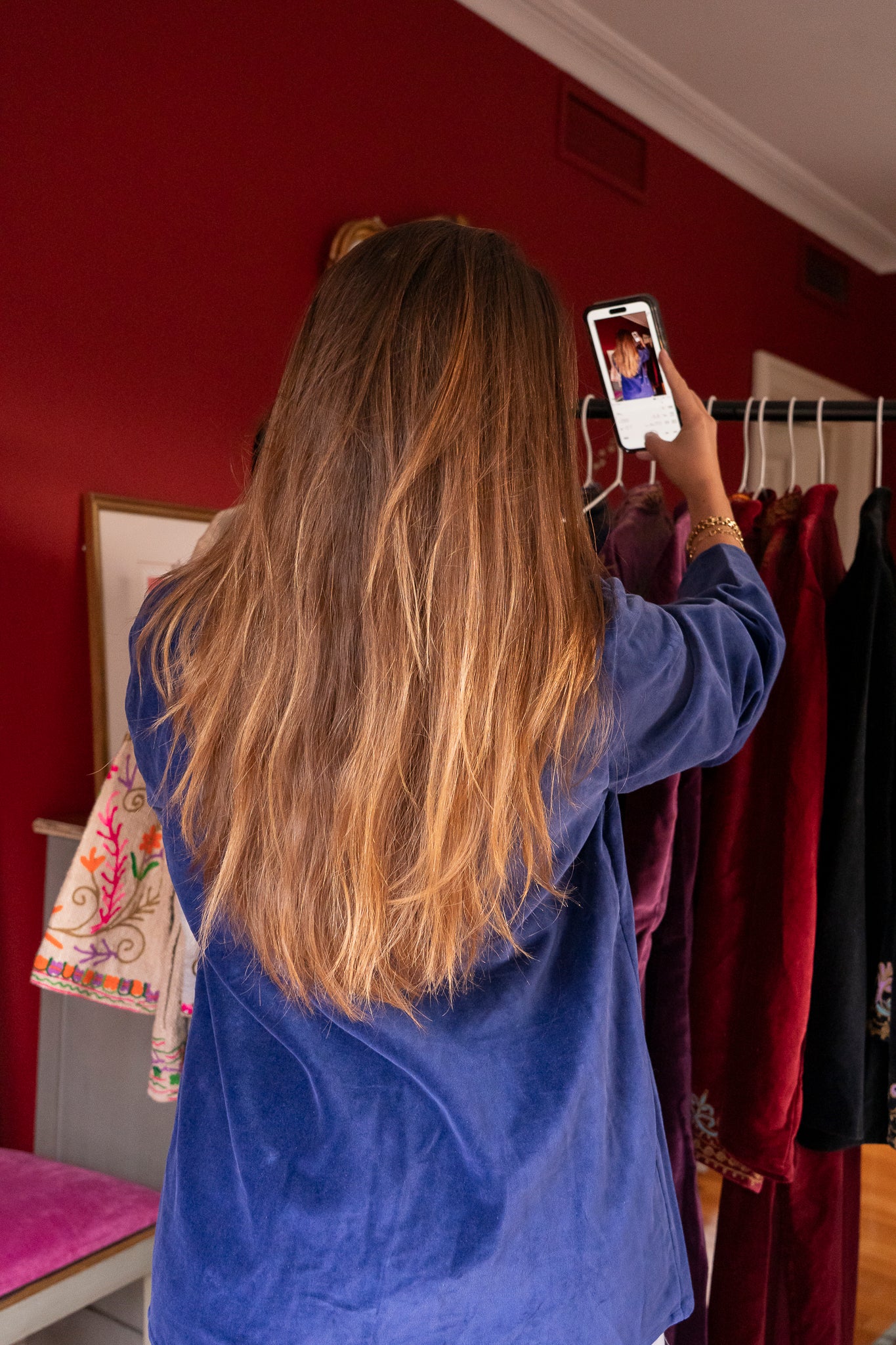 CHAQUETA TERCIOPELO MAO AZUL ELÉCTRICO