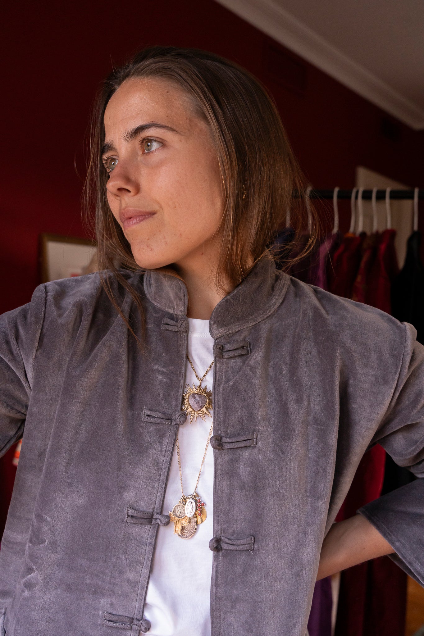 CHAQUETA TERCIOPELO MAO GRIS