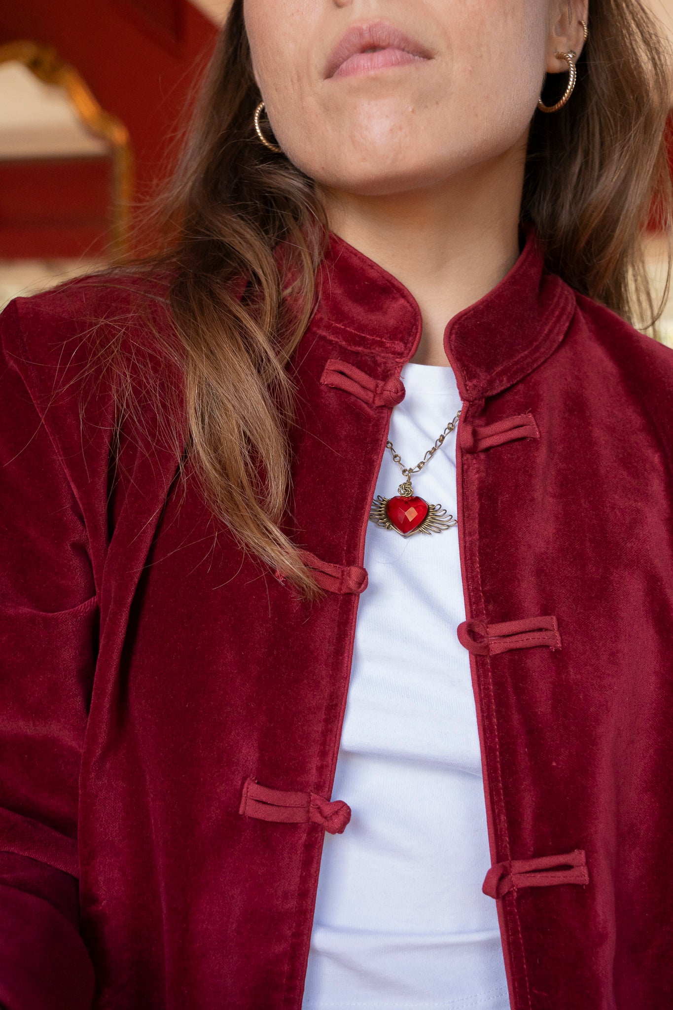CHAQUETA TERCIOPELO MAO ROJA