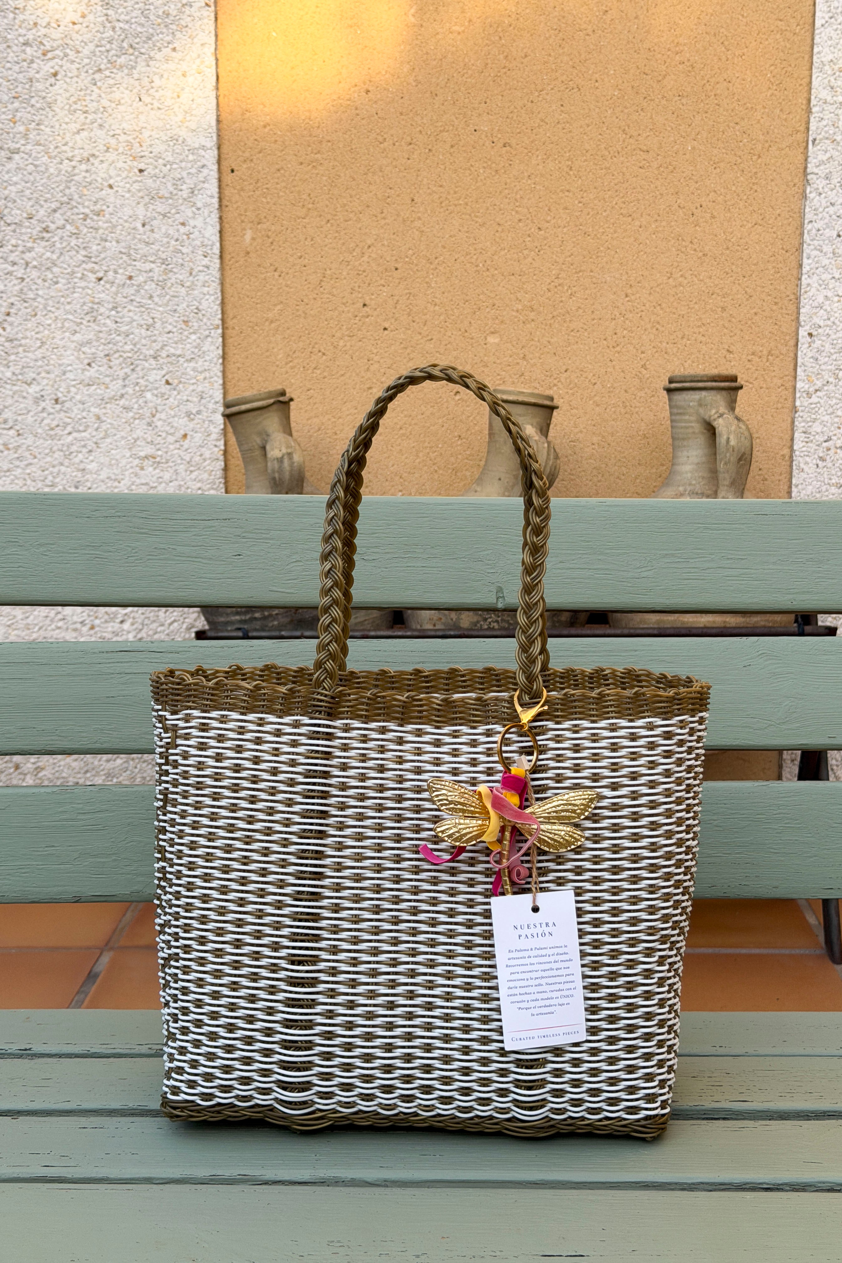 BOLSO NOPAL SMALL ORO Y BLANCO