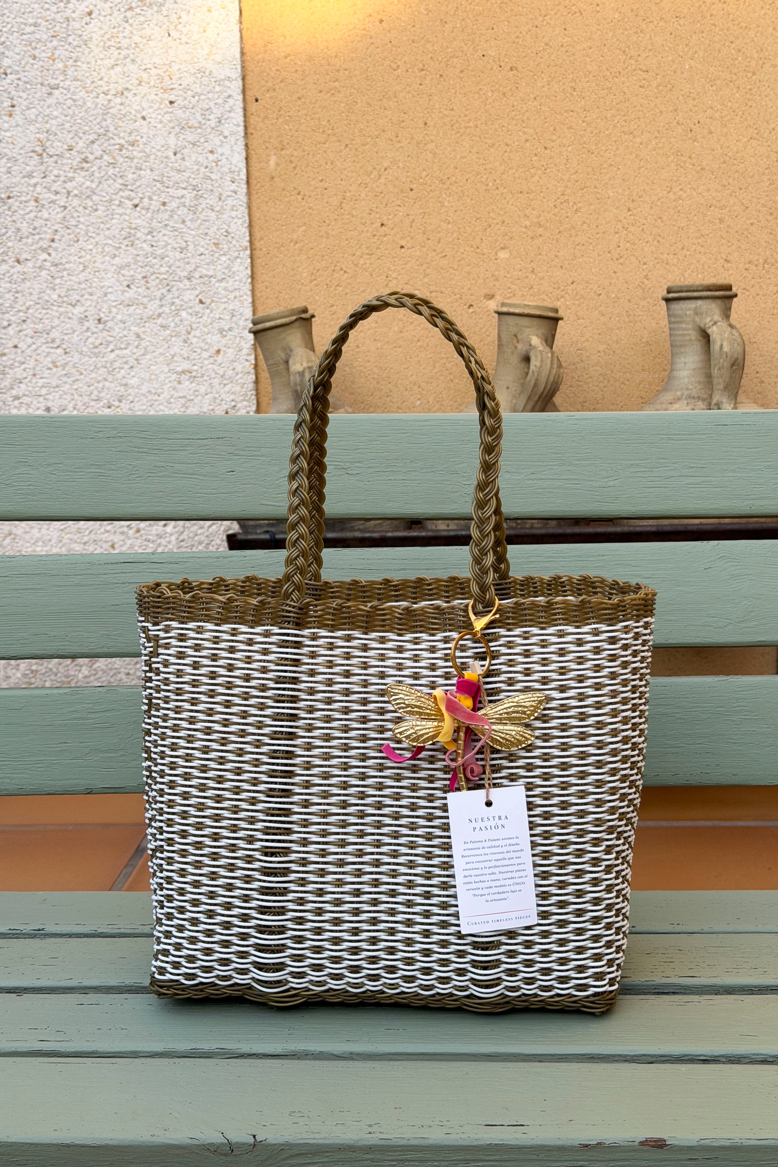 BOLSO NOPAL SMALL ORO Y BLANCO