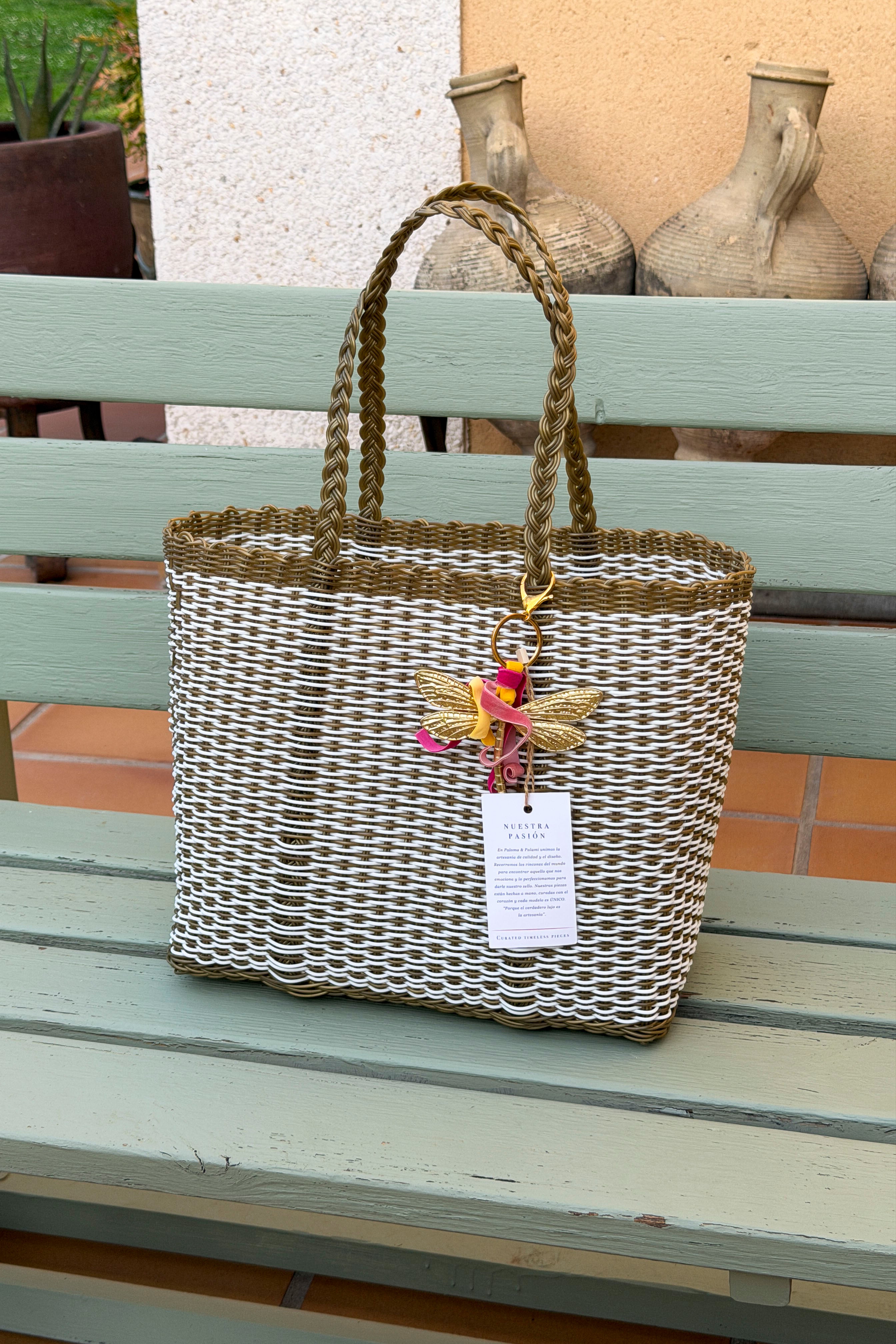 BOLSO NOPAL SMALL ORO Y BLANCO