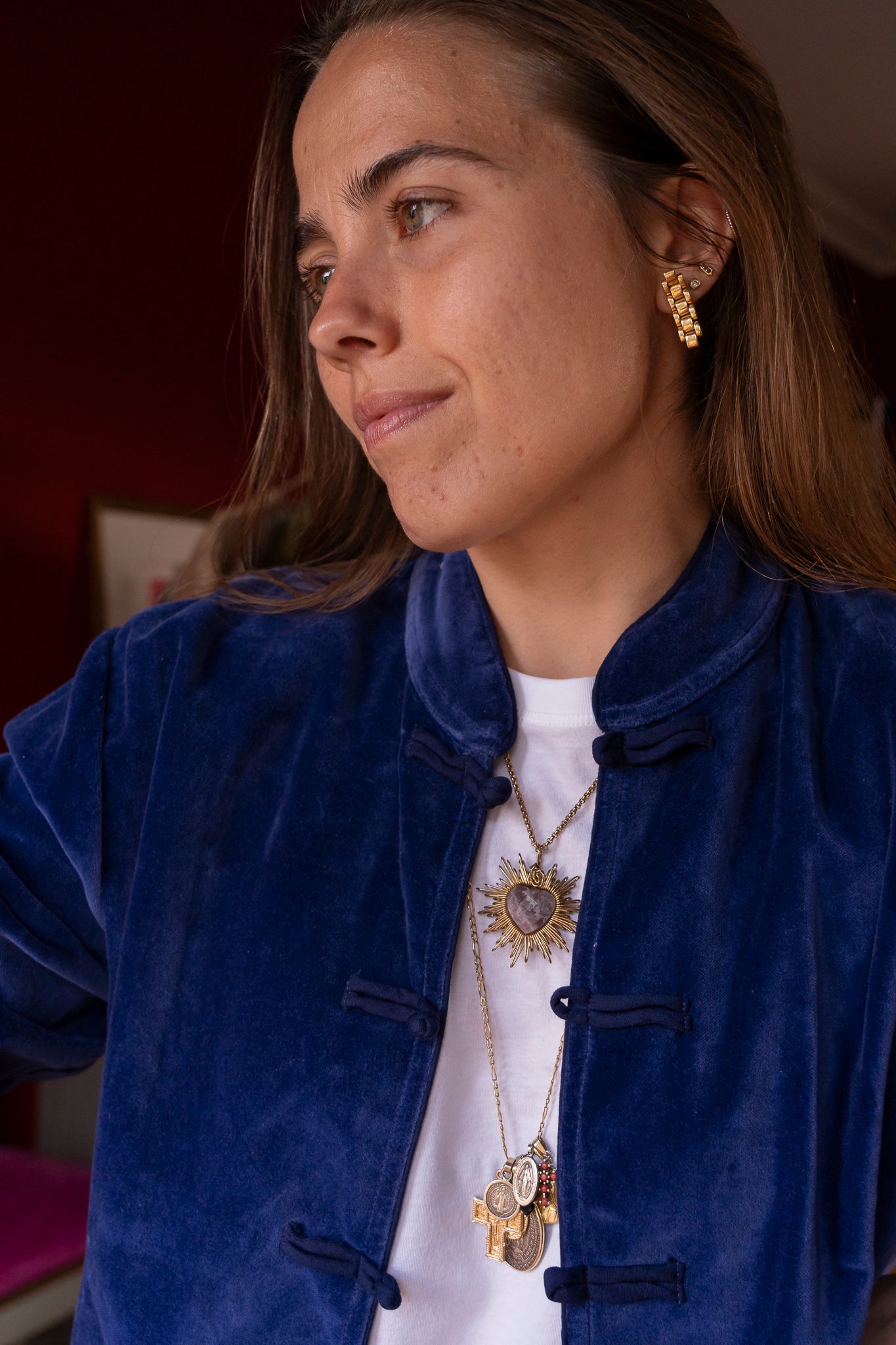 CHAQUETA TERCIOPELO MAO AZUL ELÉCTRICO