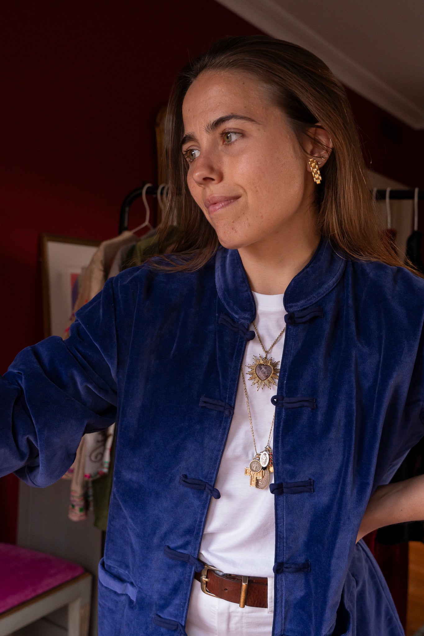 CHAQUETA TERCIOPELO MAO AZUL ELÉCTRICO