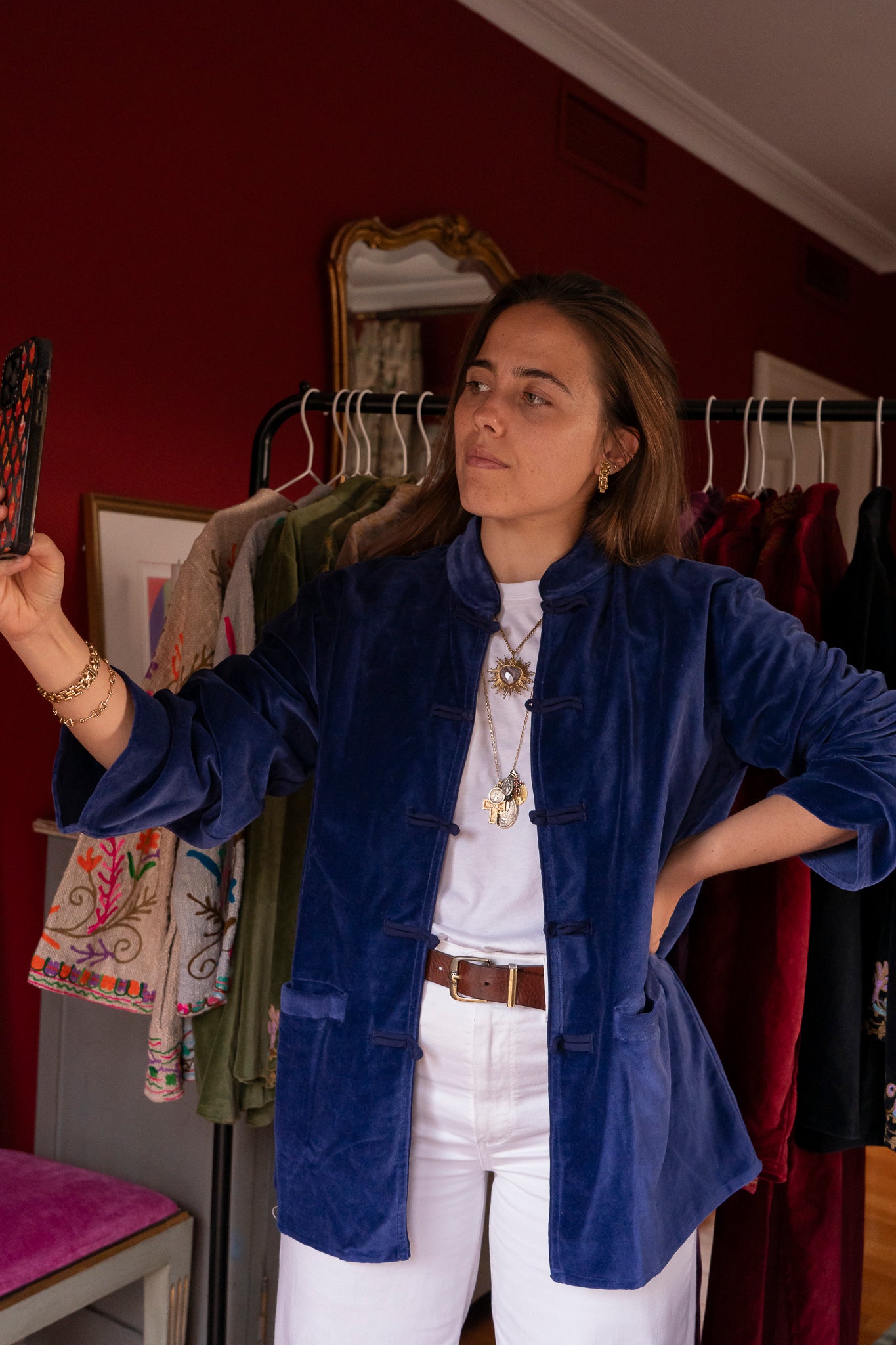 CHAQUETA TERCIOPELO MAO AZUL ELÉCTRICO